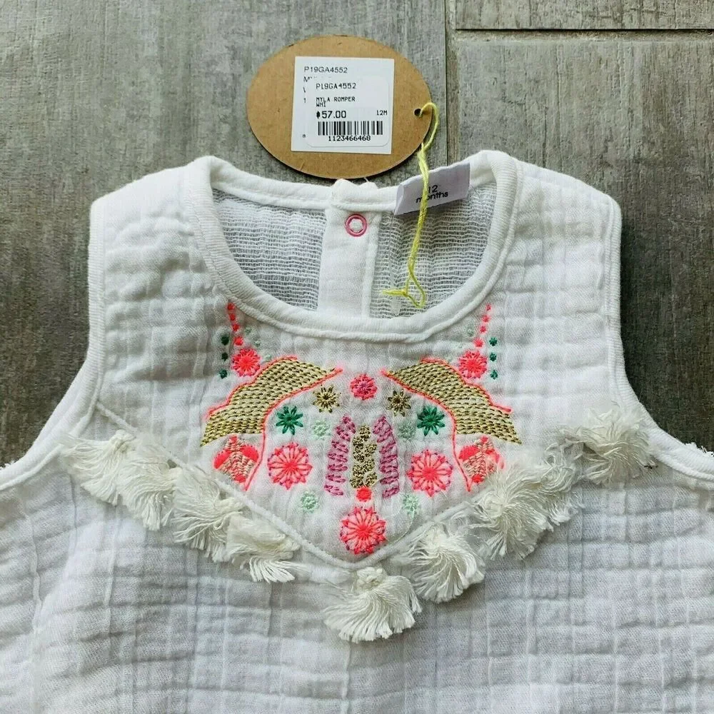 $57 EGG SUSAN LAZAR Myla Bubble Romper White 12M NEW Summer Baby Girl Designer